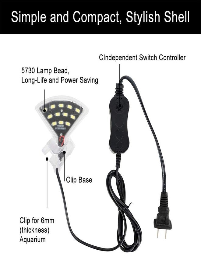 Dannisly M3 Fan Shape Aquarium Light 600lm Ultra Bright LED Clip Lamp 5W 12 LED White Fish Tank Lights - Image 4